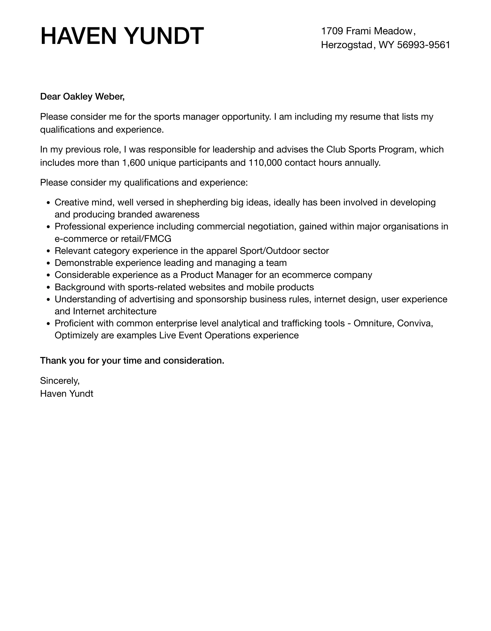 44044 sports marketing cover letter