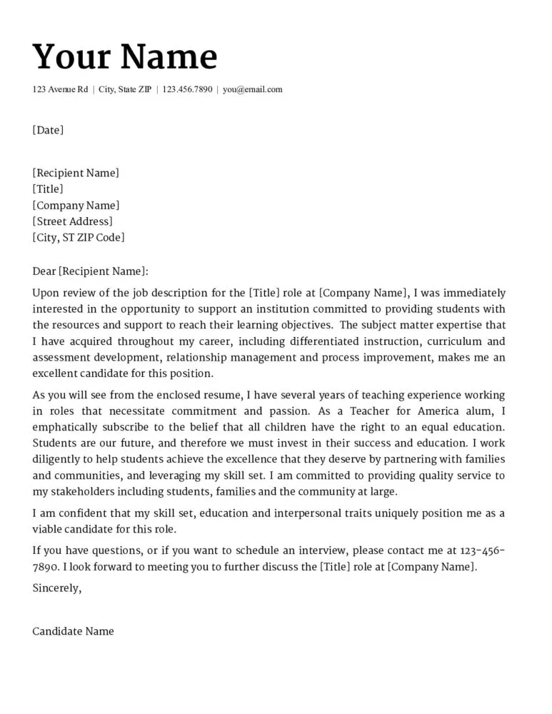44048 teacher cover letter components