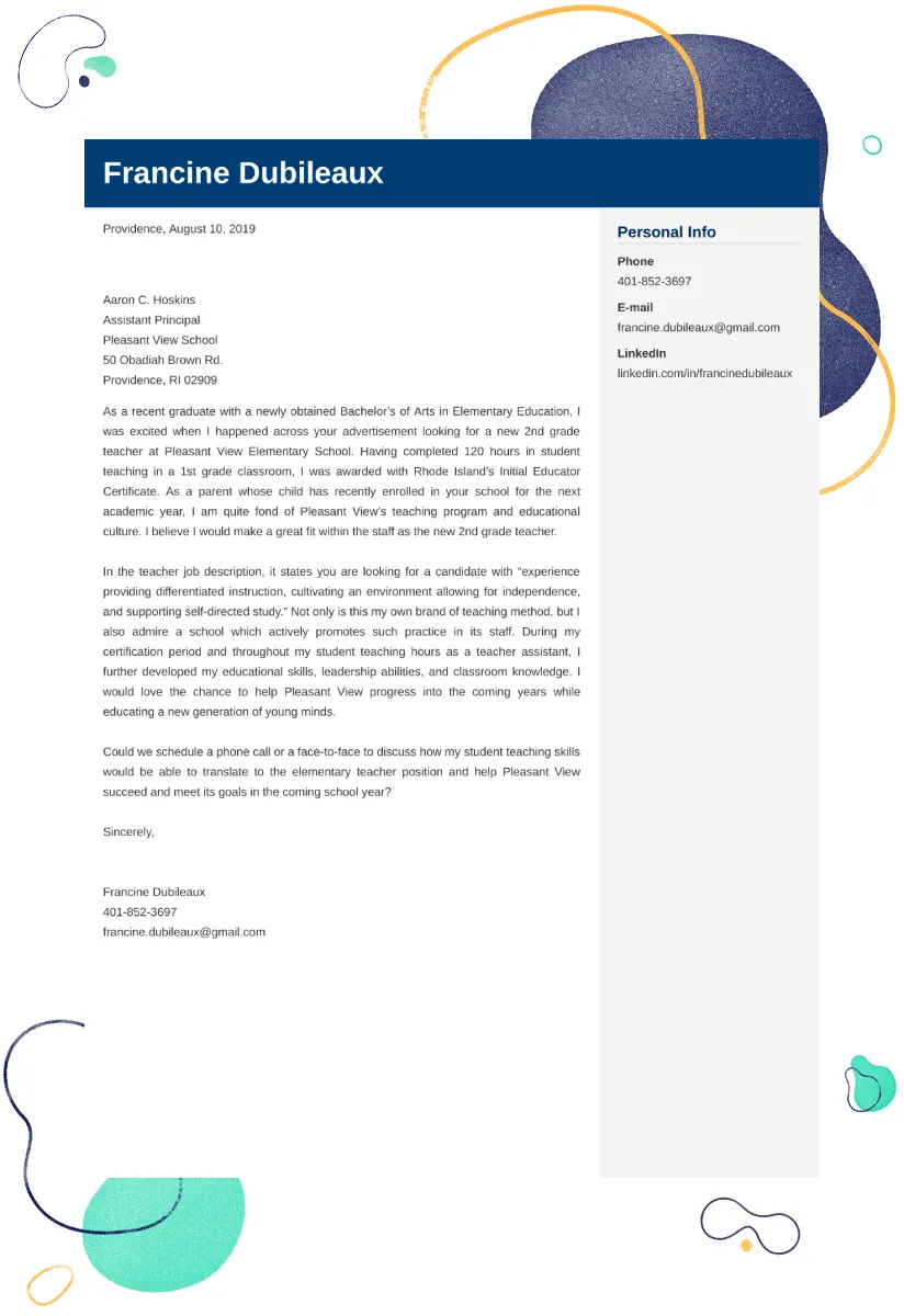 44048 teacher tailoring cover letter