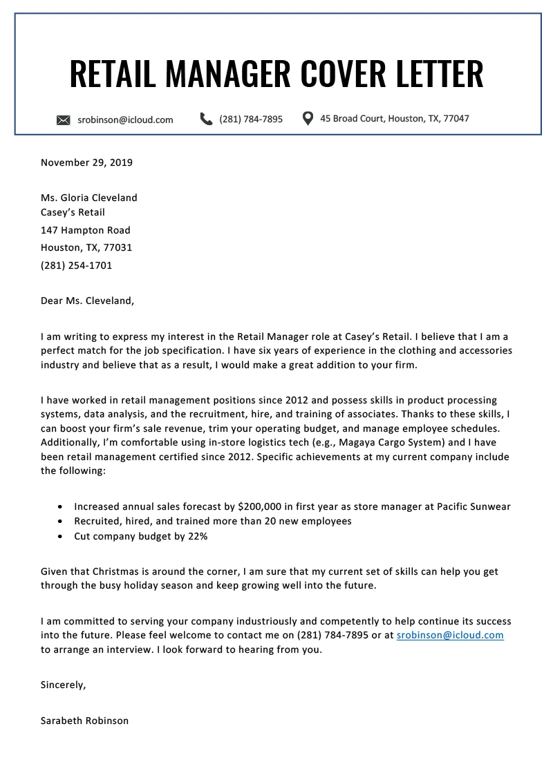 44074 retail manager cover letter tailoring