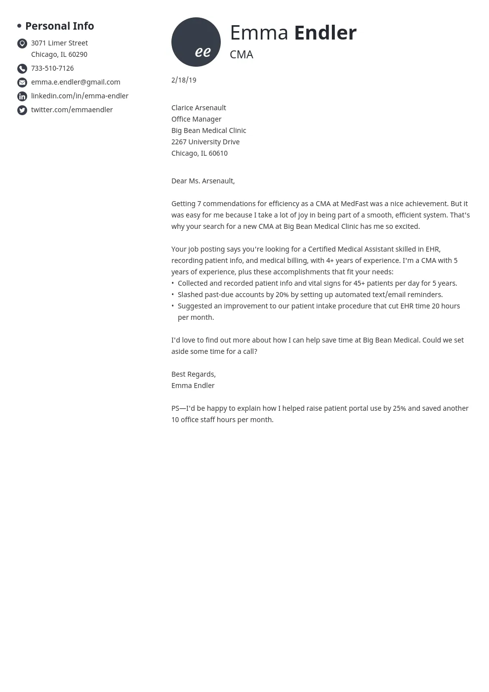 44085 recent graduate cover letter