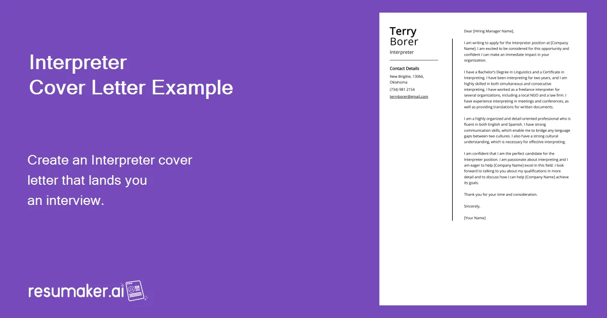 44111 cover letter interpreter usage