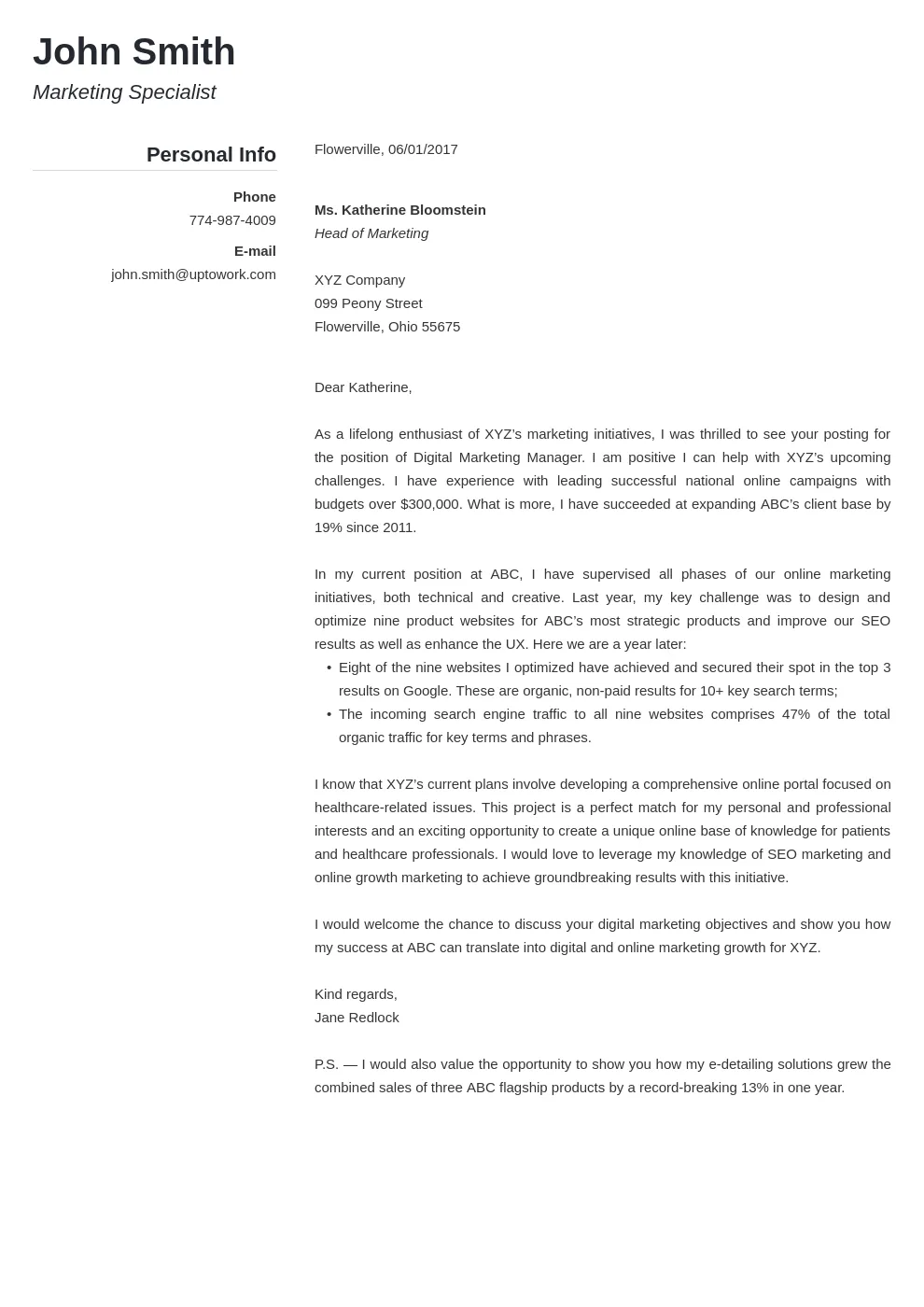 44121 professional cover letter