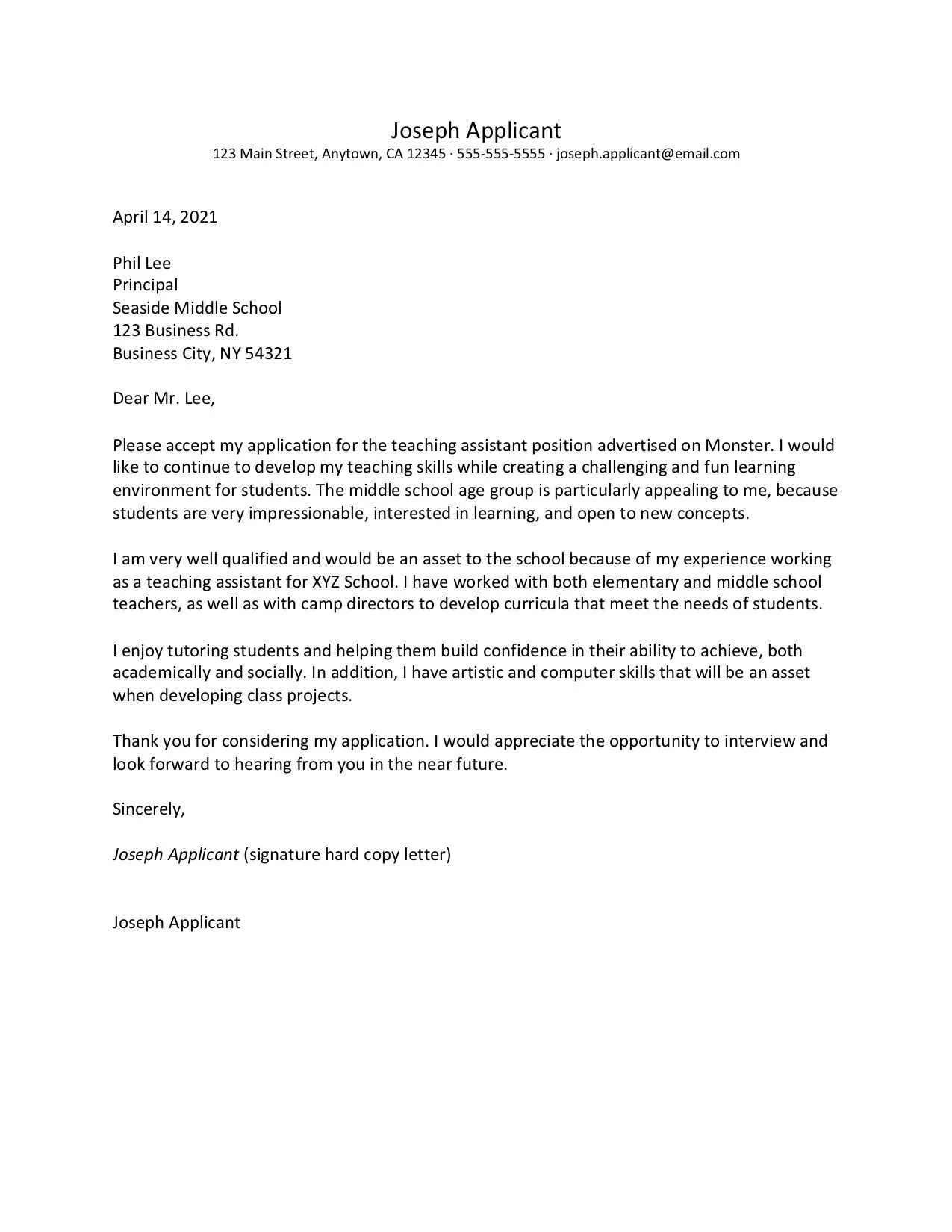 44139 teaching assistant application