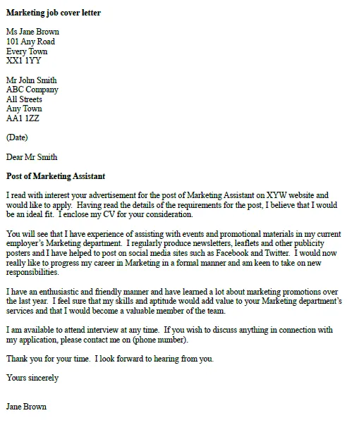 44155 marketing cover letter example