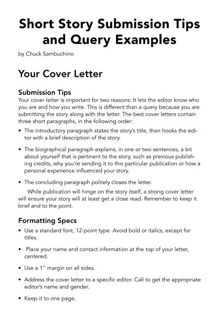 44163 short story cover letter experience