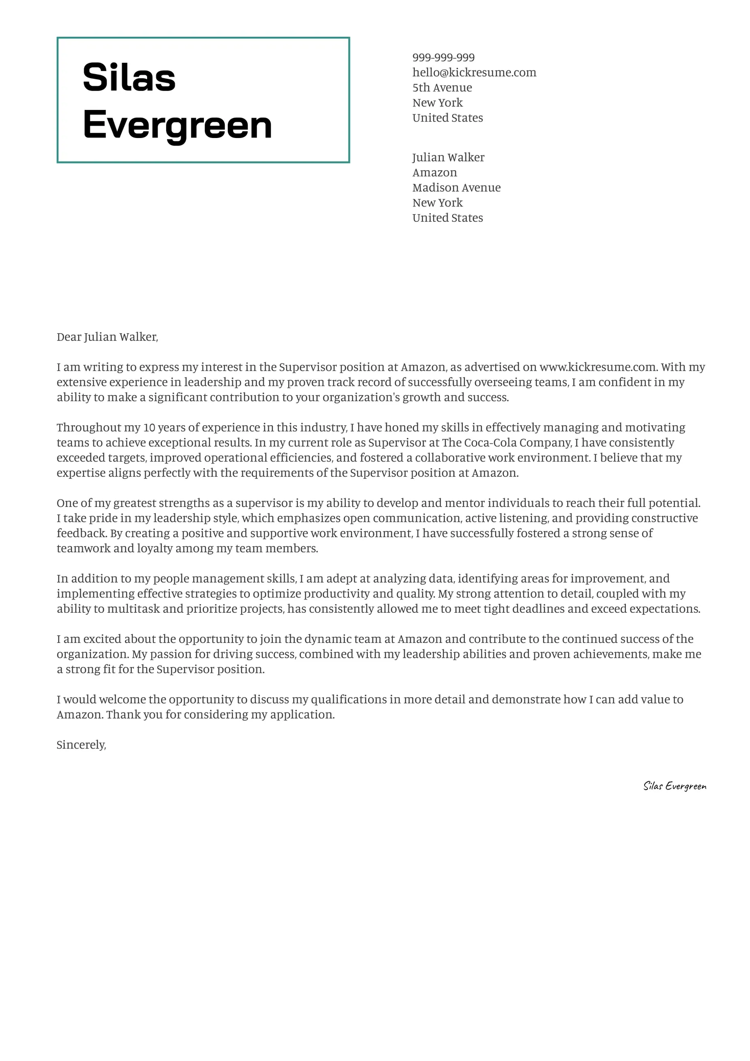 44165 supervisor cover letter body