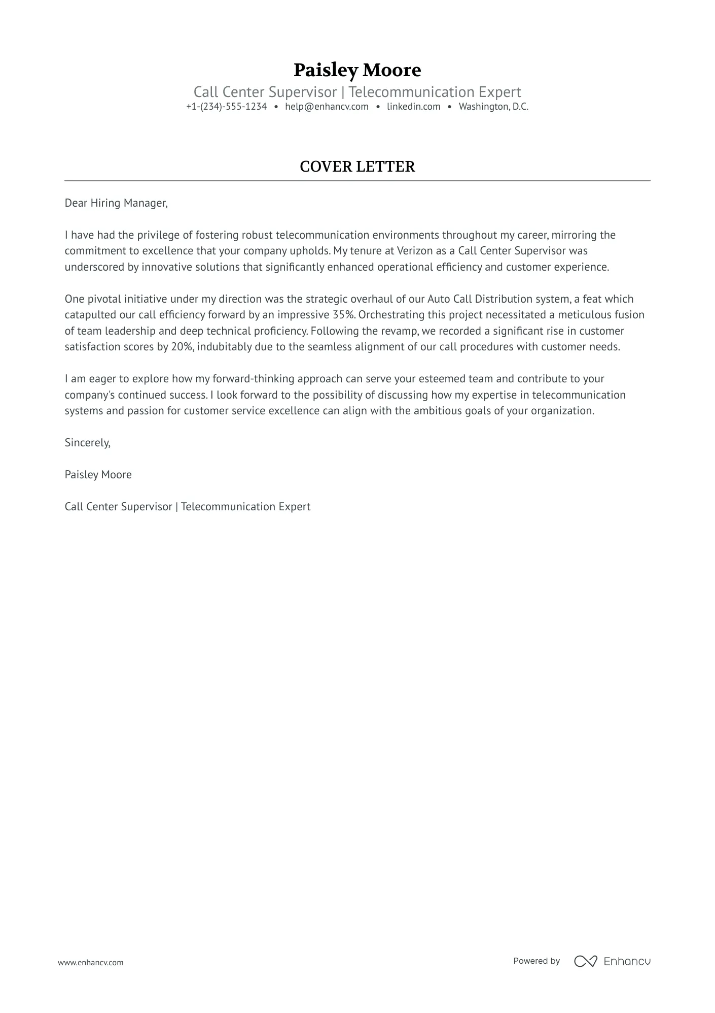 44165 supervisor cover letter skills