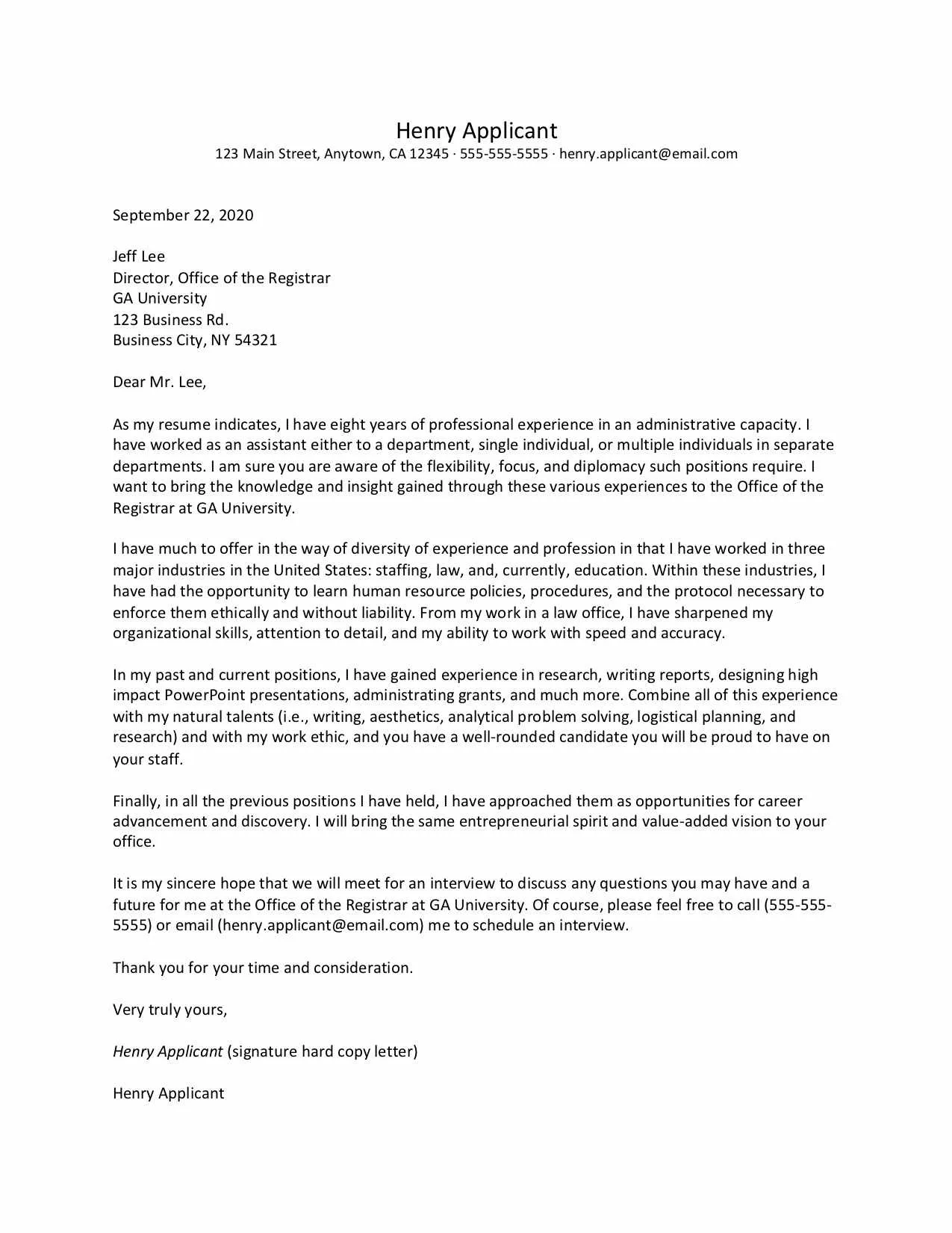 44192 administrative cover letter contact