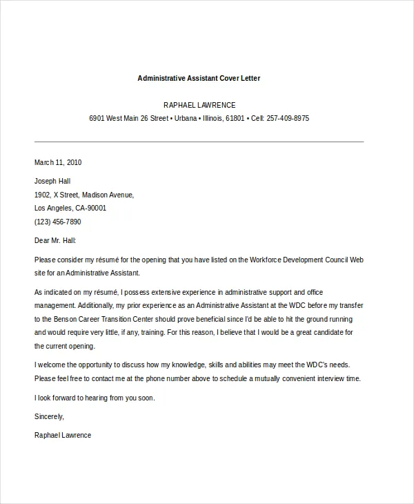 44192 administrative cover letter introduction