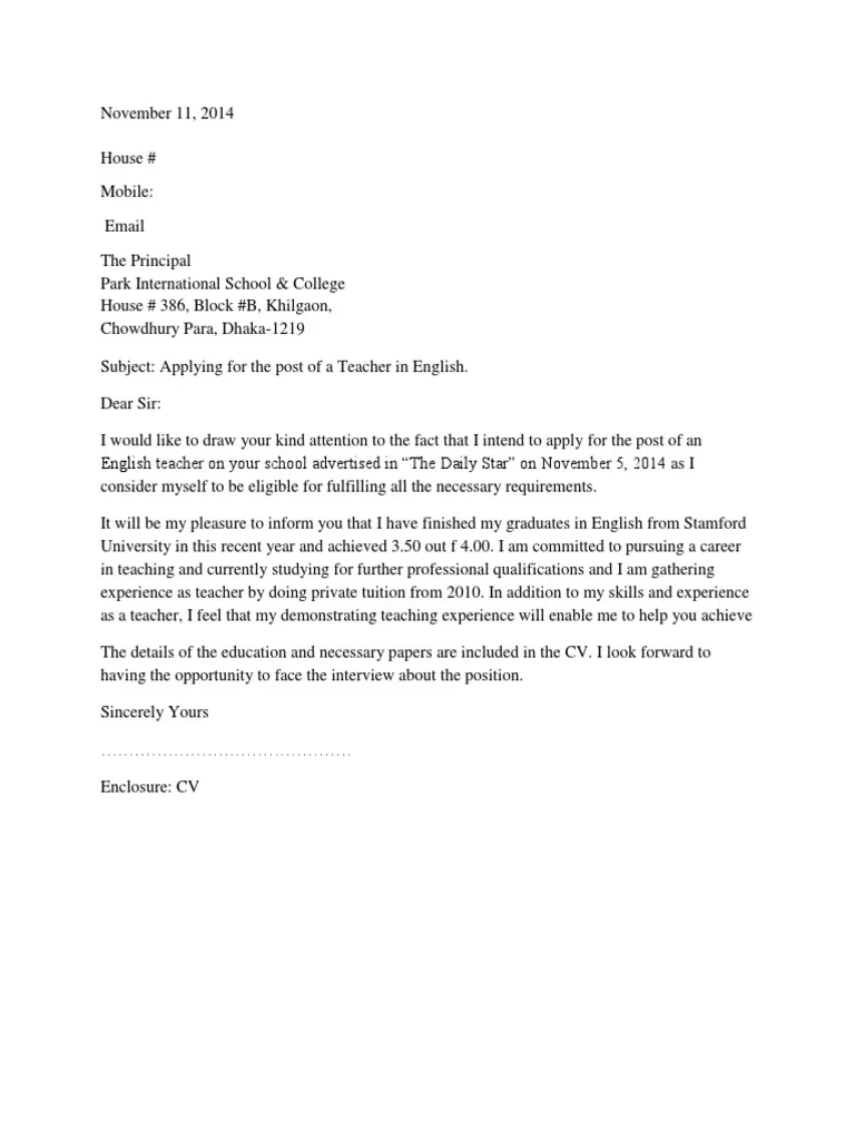 44193 student teacher cover letter