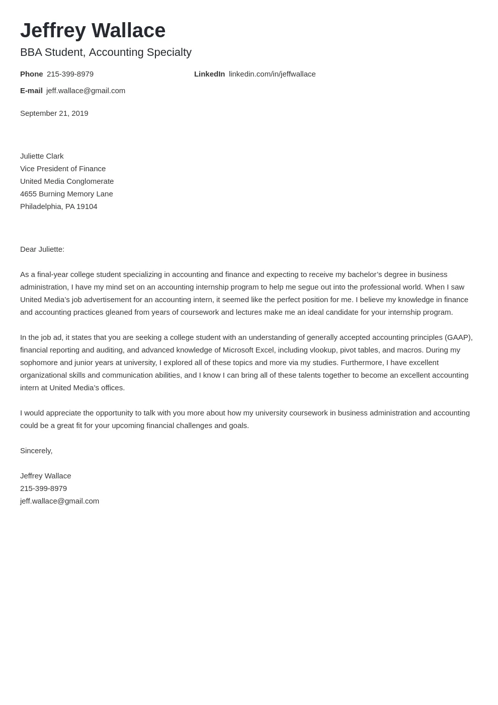 44205 cover letter skills experience