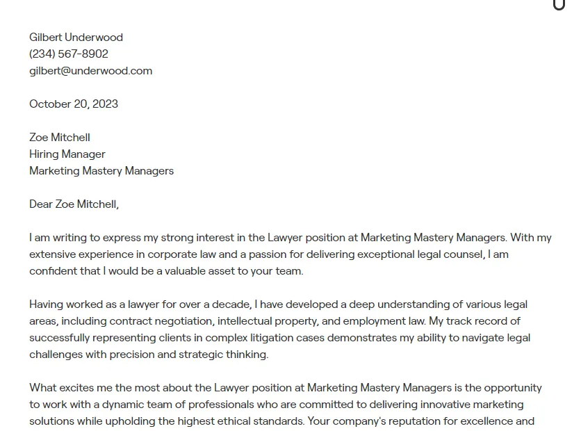 44213 relevant experience cover letter