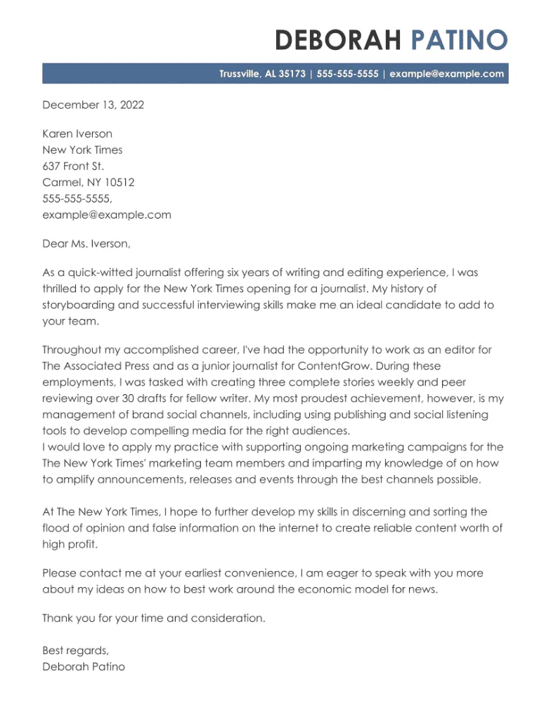 44251 journalism cover letter achievements
