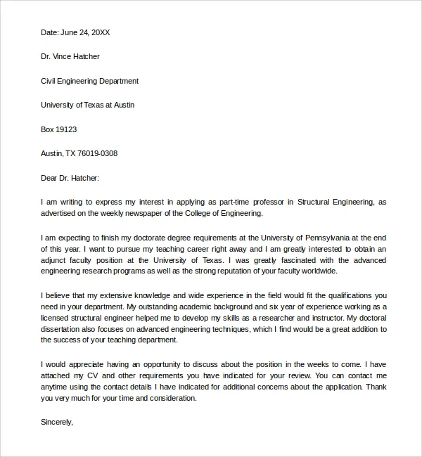 44271 faculty cover letter components
