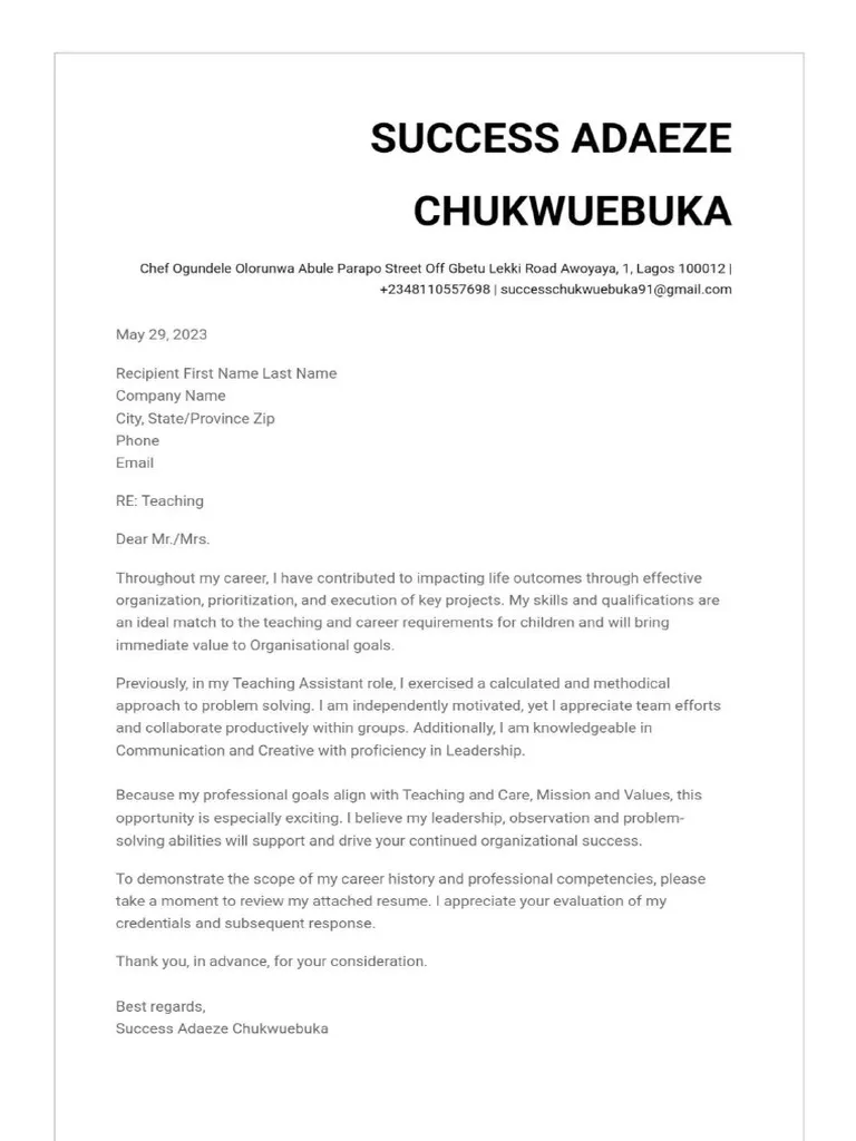 44291 student writing cover letter