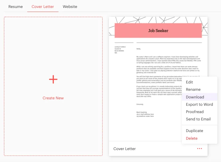 44301 cover letter contact information