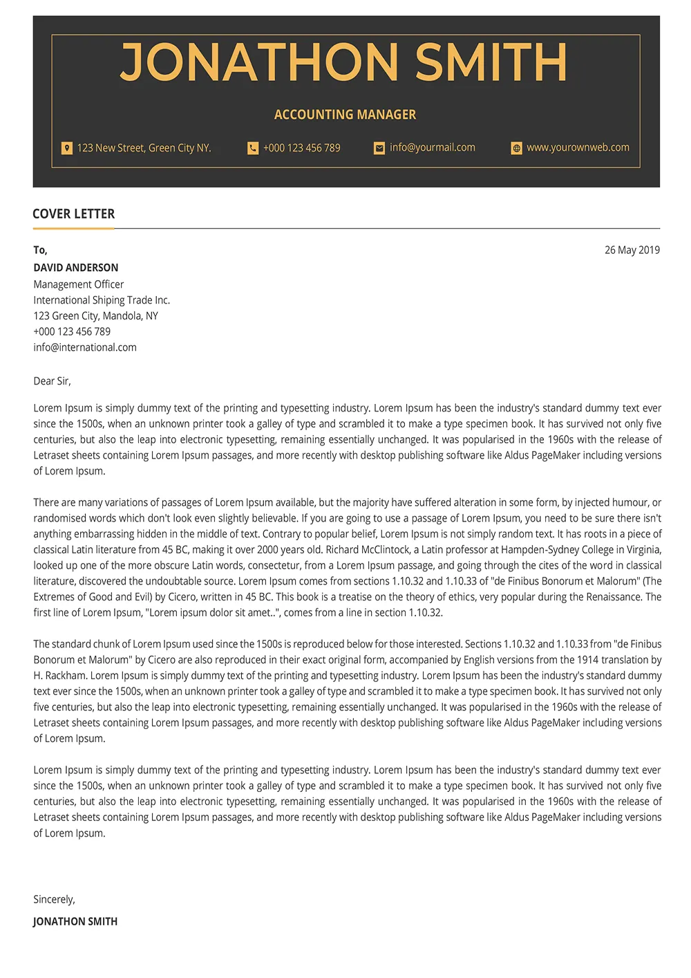 44307 cover letter formatting