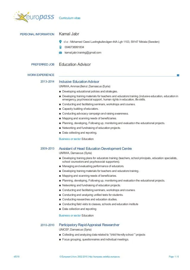 44349 europass cover letter formatting