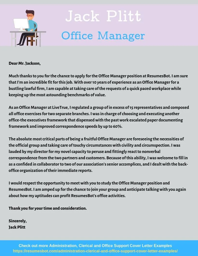 44355 office management cover letter purpose
