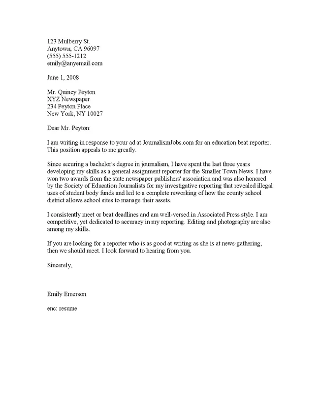 44358 cover letter formatting