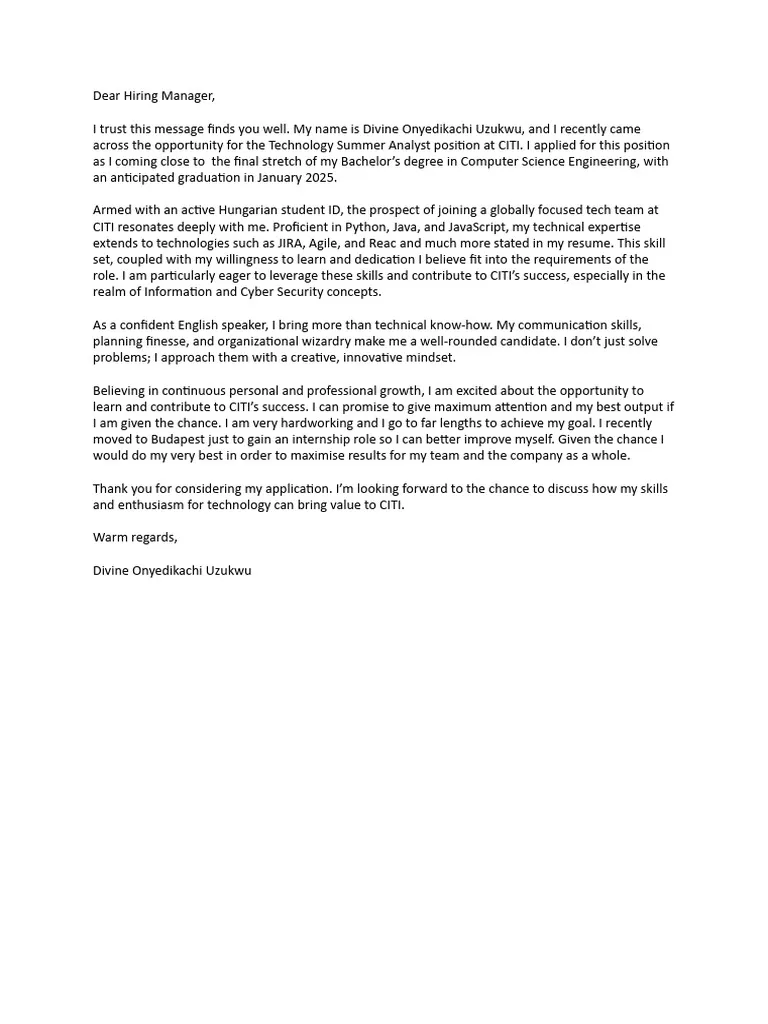 44366 city job cover letter header
