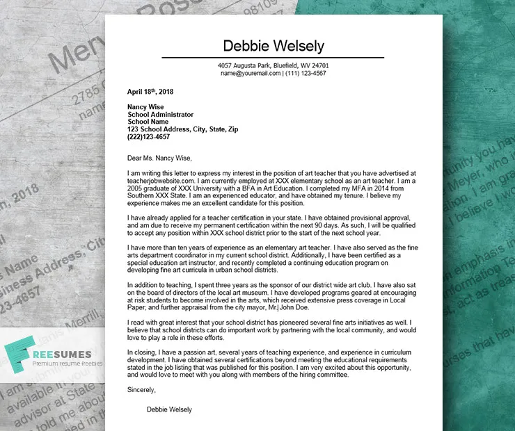 44367 classroom management cover letter