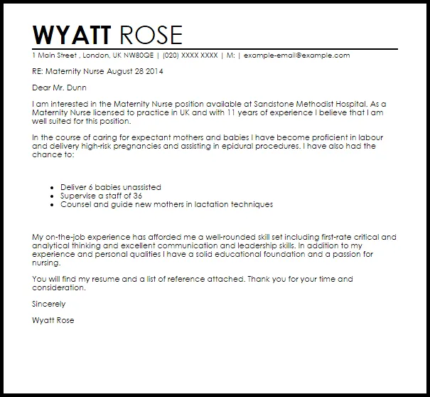 44400 mother baby nurse cover letter formatting