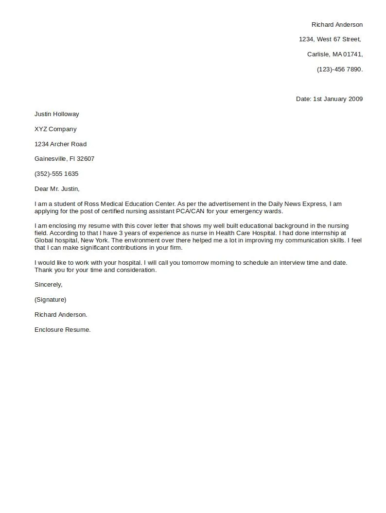 44444 call to action cover letter
