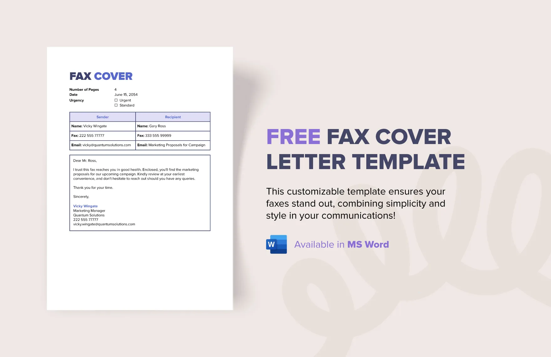 44445 fax cover letter template